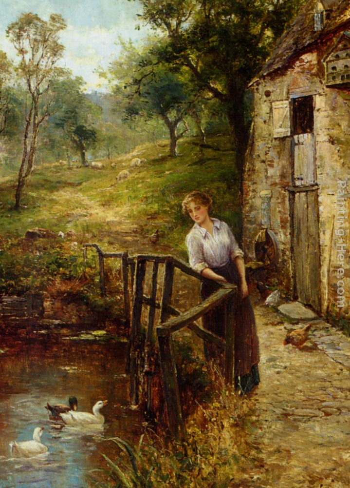 Young Lady at the Mill Pond painting - Ernst Walbourn Young Lady at the Mill Pond art painting